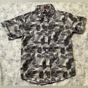 Kid’s Black & White Leaf Print Short-Sleeve Shirt